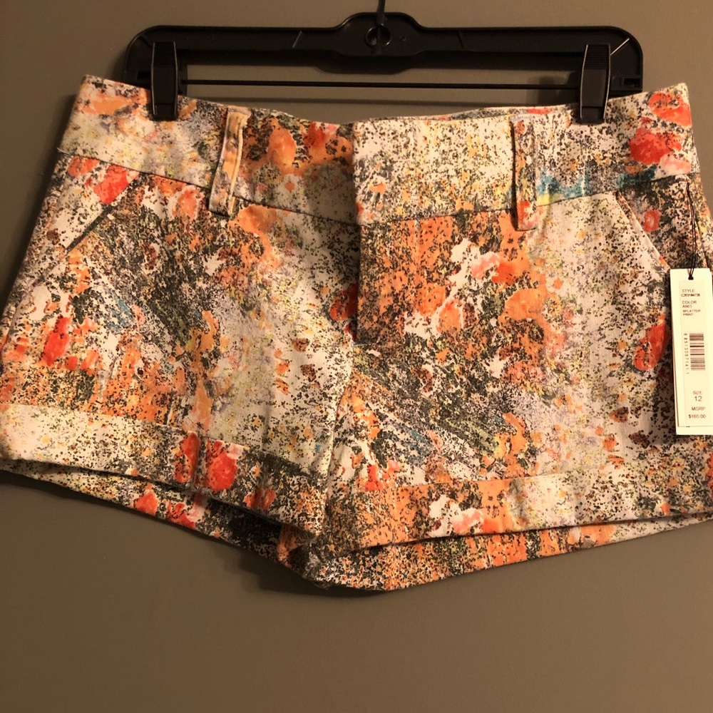 Alice + Olivia Splatter Paint Cuff Shorts NWT